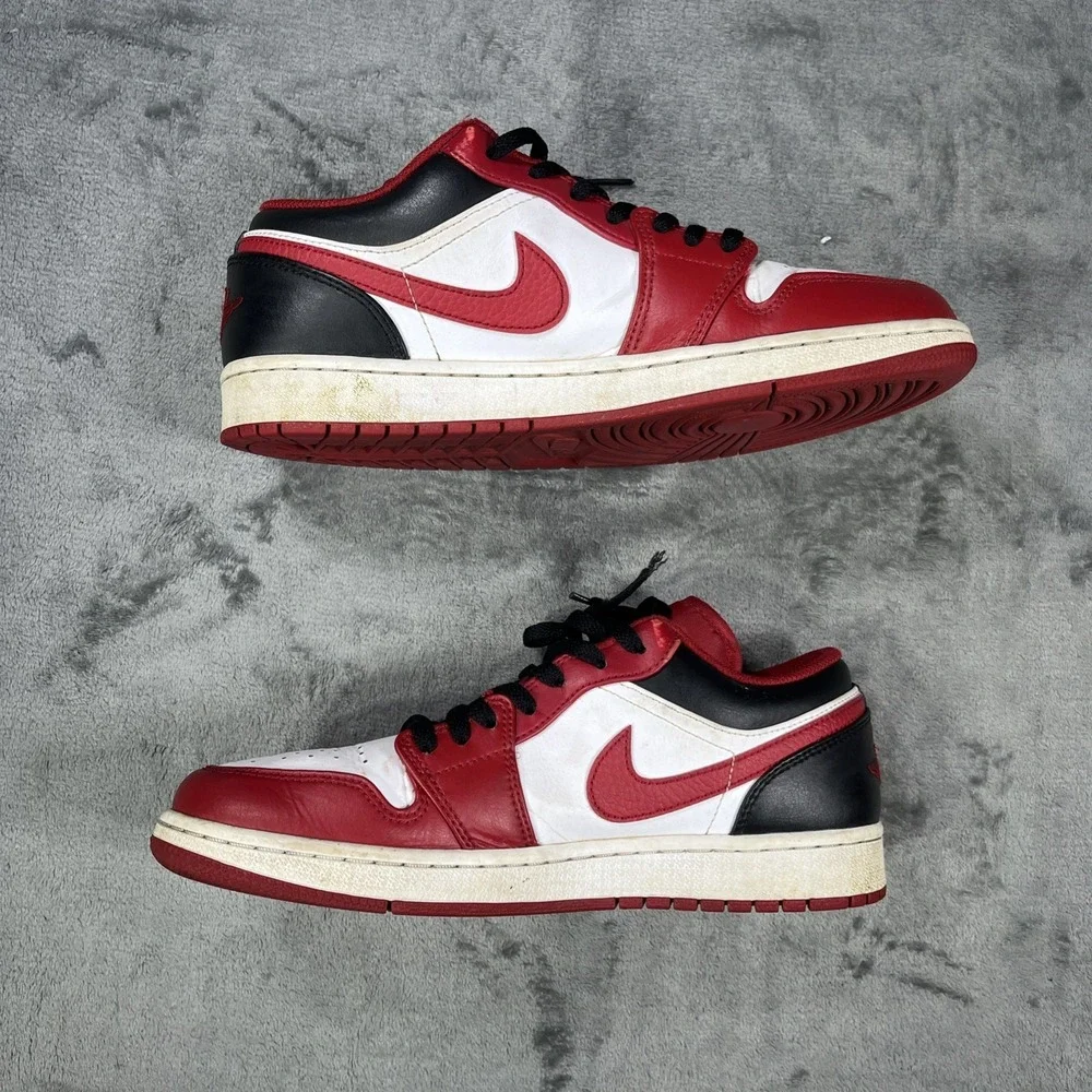Air Jordan 1 Retro Low Men 8.5 Reverse Black Toe Sport Luxe Basketball Red Nike